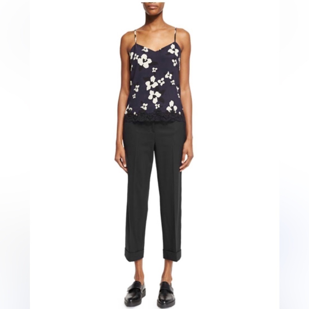 Theory Heze Contour Cropped Black Wool Trousers Sz 6